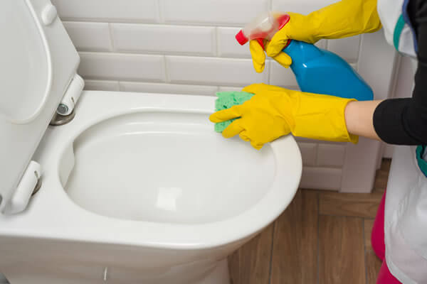 Maid Cleaning Bathroom